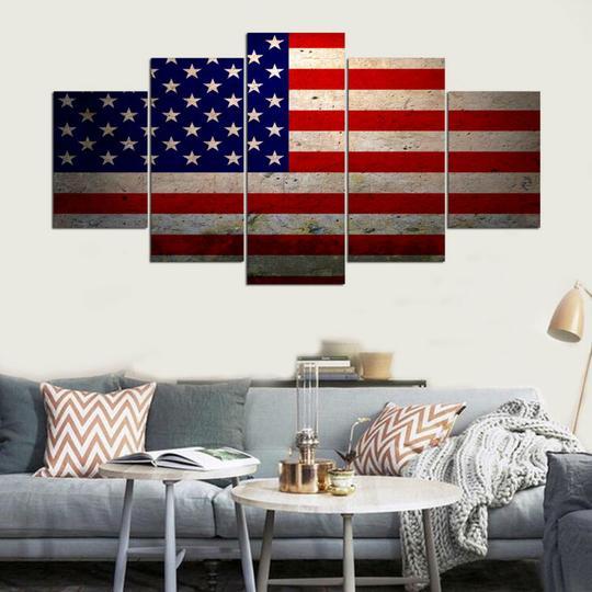 American Flag Us Usa 5 - Abstract 5 Panel Canvas Art Wall Decor American Flag Us Usa 5 - Abstract 5 Panel Canvas Art Wall Decor