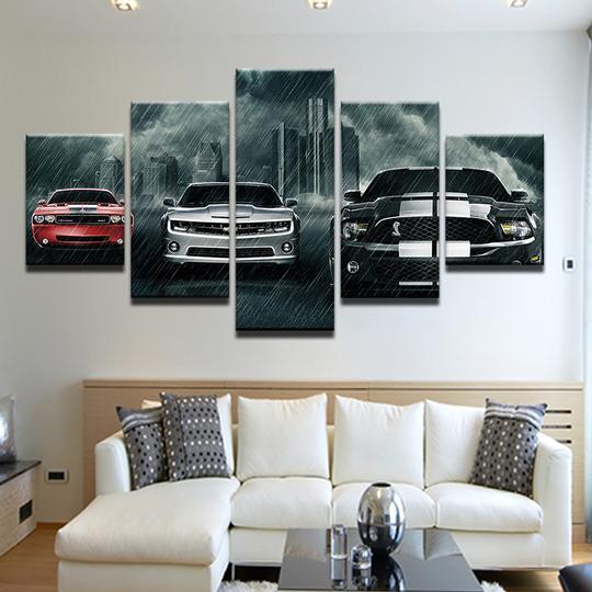 American Muscle Cars - Automative 5 Panel Canvas Art Wall Decor American Muscle Cars - Automative 5 Panel Canvas Art Wall Decor