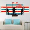 American Soldiers With Flag - Abstract 5 Panel Canvas Art Wall Decor