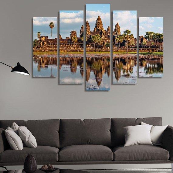 Ancient Khmer Architecture - Nature 5 Panel Canvas Art Wall Decor Ancient Khmer Architecture - Nature 5 Panel Canvas Art Wall Decor