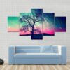 Andromeda Galaxy Over Earth Space - Nature 5 Panel Canvas Art Wall Decor