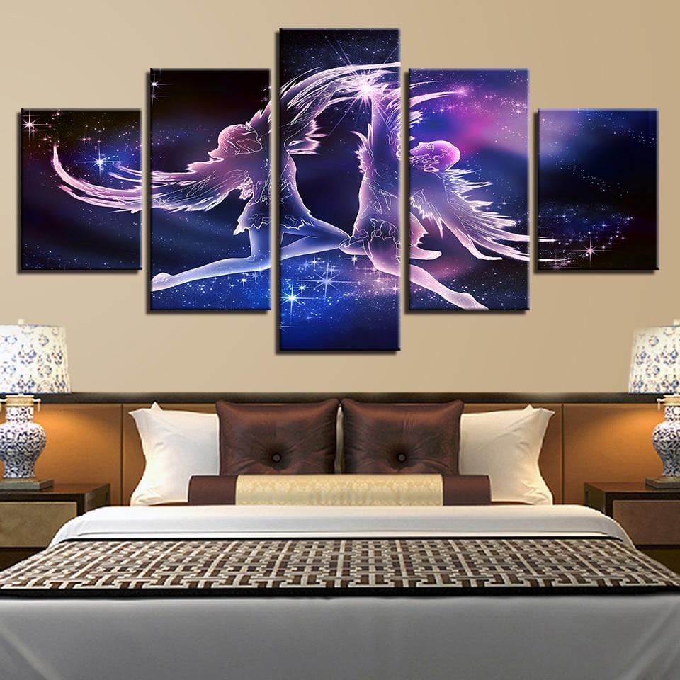 Angel Wings Beautiful - Abstract 5 Panel Canvas Art Wall Decor Angel Wings Beautiful - Abstract 5 Panel Canvas Art Wall Decor