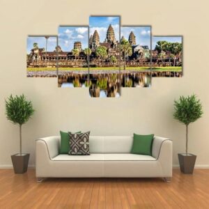Angkor Wat Temple - Nature 5 Panel Canvas Art Wall Decor