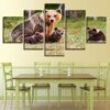 Animal Brown Bears Family - Animal 5 Panel Canvas Art Wall Decor
