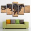 Animal Leopards Running Scenery - Animal 5 Panel Canvas Art Wall Decor