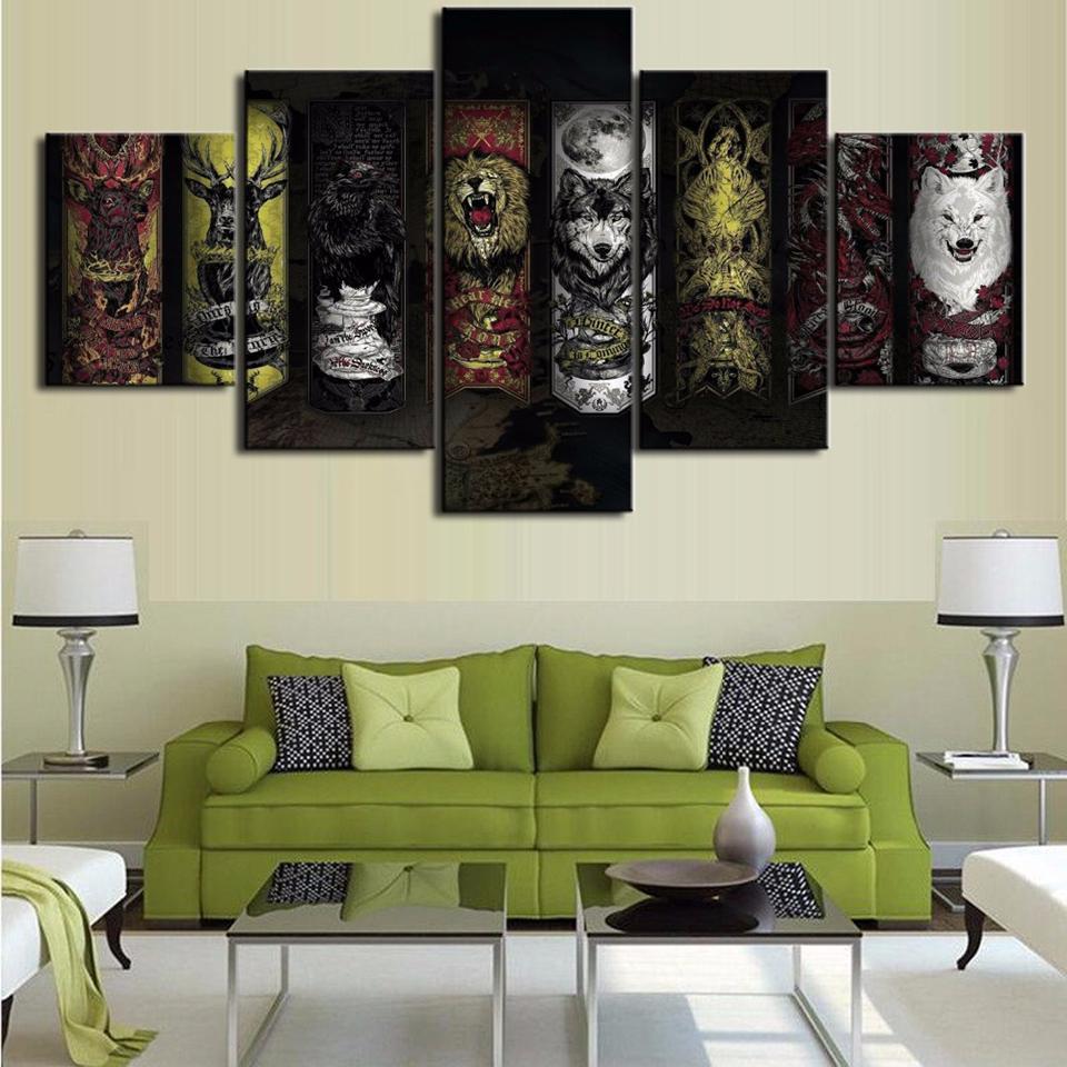 Animal Pictures Game Of Thrones Film - Animal 5 Panel Canvas Art Wall Decor Animal Pictures Game Of Thrones Film - Animal 5 Panel Canvas Art Wall Decor