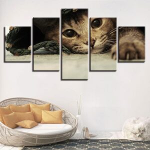 Animals Lovely Cats - Animal 5 Panel Canvas Art Wall Decor