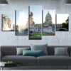 Argentine National Congress Building Fountain - Nature 5 Panel Canvas Art Wall Decor