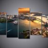 Arial Photo Of Sydney Harbour Sunset - Nature 5 Panel Canvas Art Wall Decor