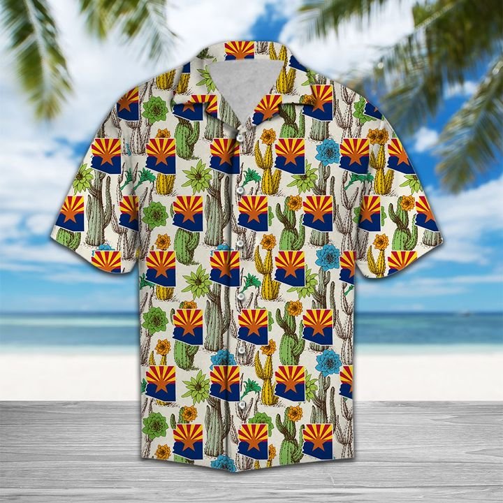 Arizona Cactus Blossom Hawaiian Shirt Summer Button Up Arizona Cactus Blossom Hawaiian Shirt Summer Button Up