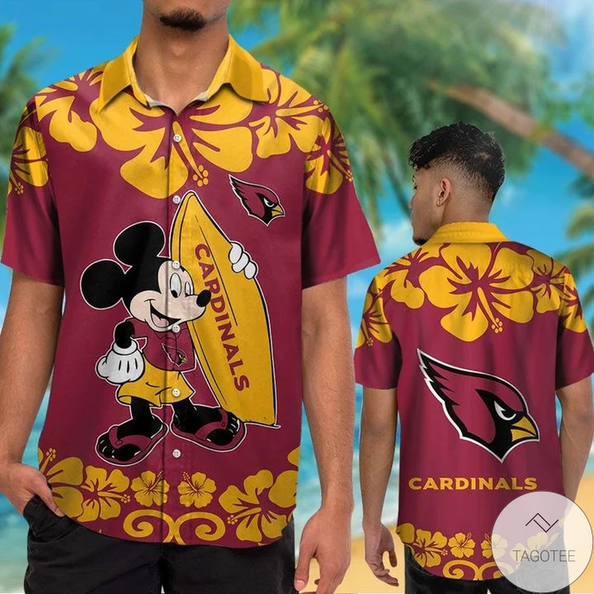 Arizona Cardinals & Mickey Mouse Hawaiian Shirt Arizona Cardinals & Mickey Mouse Hawaiian Shirt