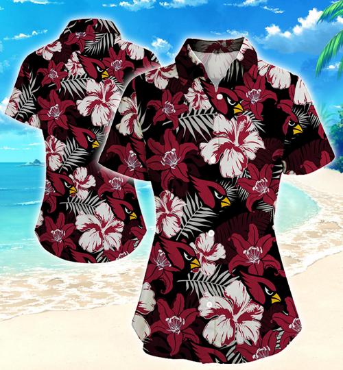 Arizona Cardinals Women Hawaiian Shirt Summer Button Up Arizona Cardinals Women Hawaiian Shirt Summer Button Up