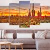 Arizona Large Sonoran Desert - Nature 5 Panel Canvas Art Wall Decor