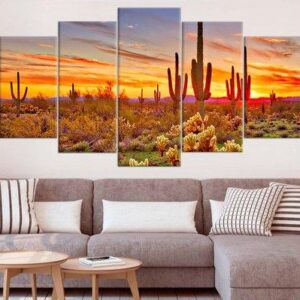 Arizona Large Sonoran Desert - Nature 5 Panel Canvas Art Wall Decor