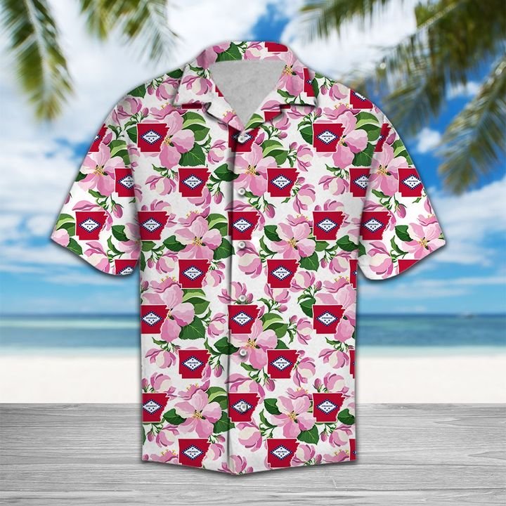 Arkansas Apple Blossom Hawaiian Shirt Summer Button Up Arkansas Apple Blossom Hawaiian Shirt Summer Button Up