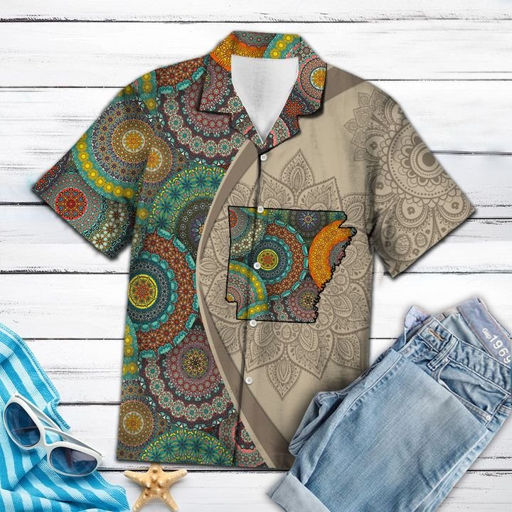 Arkansas Mandala Hawaiian Shirt Summer Button Up Arkansas Mandala Hawaiian Shirt Summer Button Up