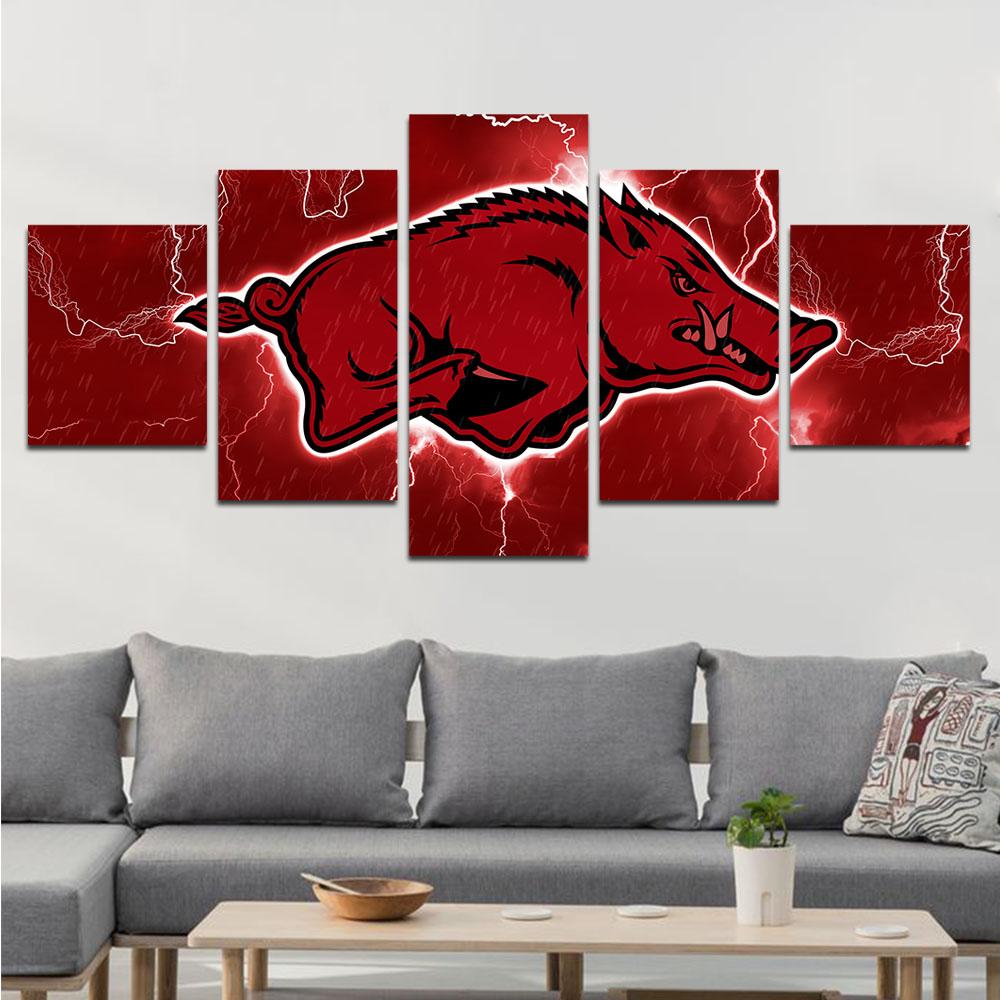Arkansas Razorback Basketball - Sport 5 Panel Canvas Art Wall Decor Arkansas Razorback Basketball - Sport 5 Panel Canvas Art Wall Decor