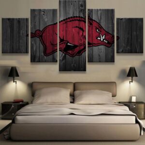 Arkansas Razorbacks College Barn Wood - Sport 5 Panel Canvas Art Wall Decor