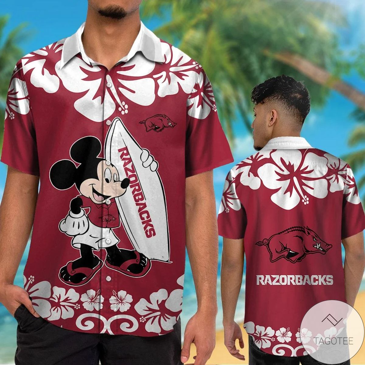 Arkansas Razorbacks & Mickey Mouse Hawaiian Shirt Arkansas Razorbacks & Mickey Mouse Hawaiian Shirt