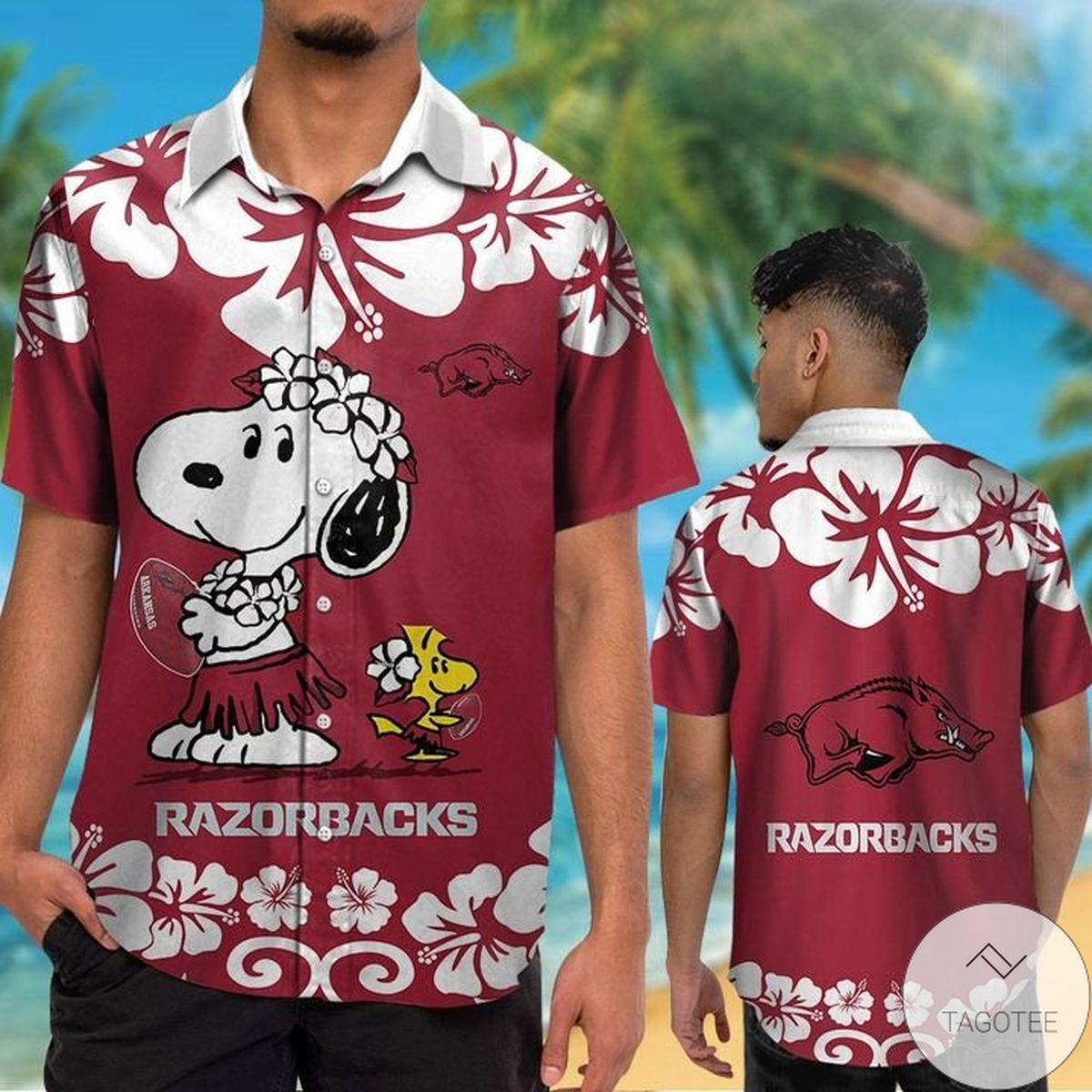 Arkansas Razorbacks & Snoopy Hawaiian Shirt Arkansas Razorbacks & Snoopy Hawaiian Shirt
