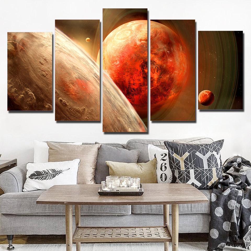 Art Planet Space Moon - Space Universe 5 Panel Canvas Art Wall Decor Art Planet Space Moon - Space Universe 5 Panel Canvas Art Wall Decor