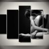 Artistic Black And White Yoga Woman Beauty - Abstract 5 Panel Canvas Art Wall Decor