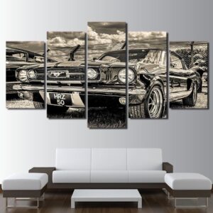 Artwork Sports Car 1965 Ford Mustang - Automative 5 Panel Canvas Art Wall Decor