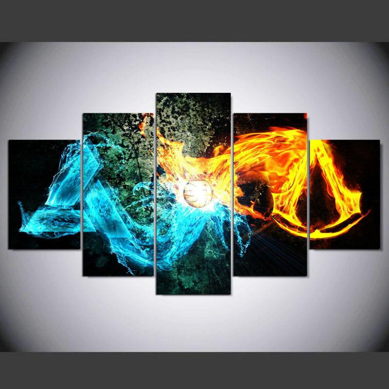 Assassin’S Creed Logo - Abstract 5 Panel Canvas Art Wall Decor Assassin’S Creed Logo - Abstract 5 Panel Canvas Art Wall Decor