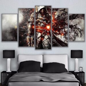 Assassins Creed Character 1 - Gaming 5 Panel Canvas Art Wall Decor