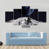 Astronaut On The Moon - Space 5 Panel Canvas Art Wall Decor