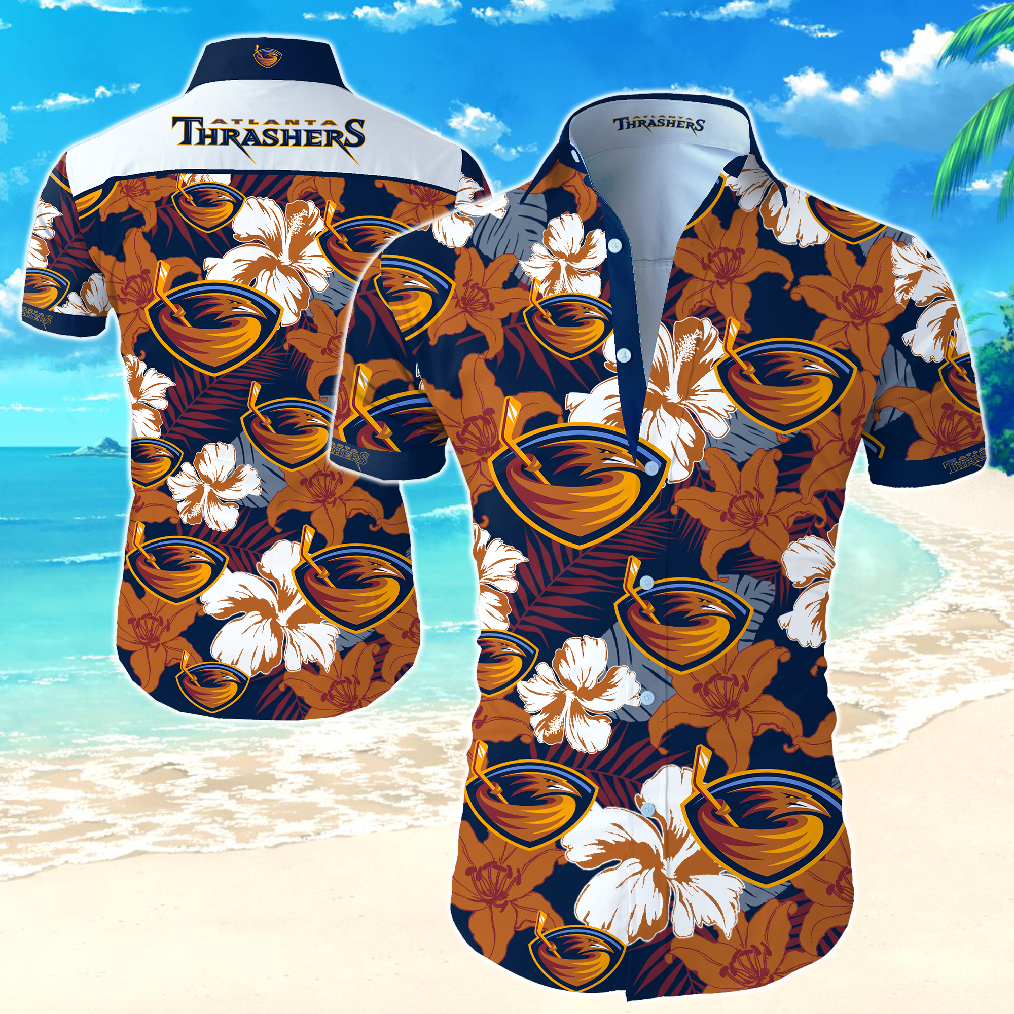 Atlanta Thrashers Hawaiian Shirt Summer Button Up Atlanta Thrashers Hawaiian Shirt Summer Button Up
