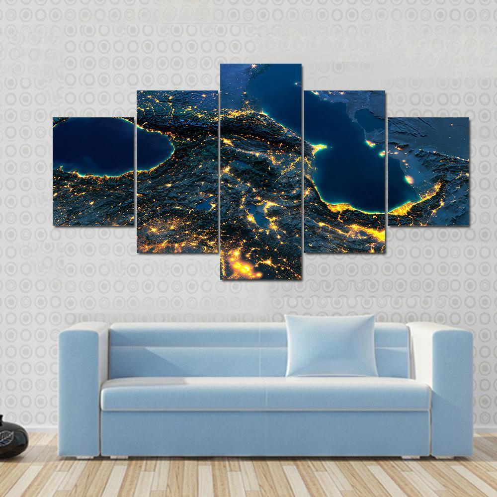 Aucasus And The Caspian Sea - Nature 5 Panel Canvas Art Wall Decor Aucasus And The Caspian Sea - Nature 5 Panel Canvas Art Wall Decor