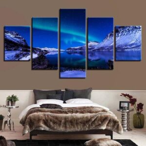 Aurora Borealis 3 - Nature 5 Panel Canvas Art Wall Decor
