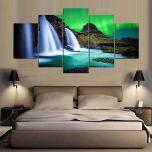 Aurora Borealis Landscape - Nature 5 Panel Canvas Art Wall Decor