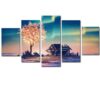 Aurora Hut Tree - Nature 5 Panel Canvas Art Wall Decor