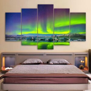 Aurora Psychedelic Starry Sky - Space Universe 5 Panel Canvas Art Wall Decor