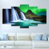 Aurora Waterfalls - Nature 5 Panel Canvas Art Wall Decor