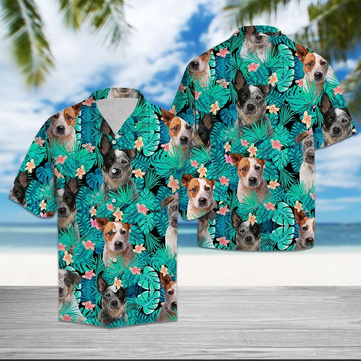 Australian Cattle Dog Tropical Hawaiian Shirt Summer Button Up Australian Cattle Dog Tropical Hawaiian Shirt Summer Button Up