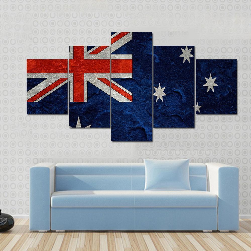 Australian Flag - Abstract 5 Panel Canvas Art Wall Decor Australian Flag - Abstract 5 Panel Canvas Art Wall Decor