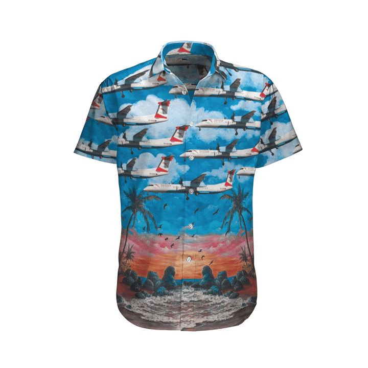 Austrian Airlines Bombardier Dhc 8 402 Q400 Hawaiian Shirt Austrian Airlines Bombardier Dhc 8 402 Q400 Hawaiian Shirt