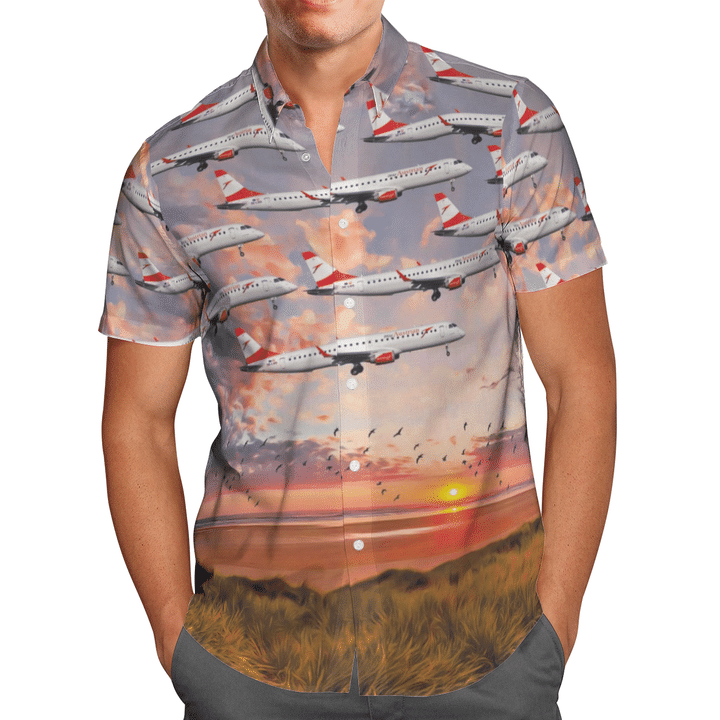 Austrian Airlines Embraer 195Lr Hawaiian Shirt Austrian Airlines Embraer 195Lr Hawaiian Shirt