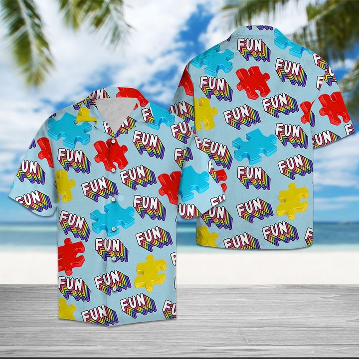 Autism Fun Summer Hawaiian Shirt Summer Button Up Autism Fun Summer Hawaiian Shirt Summer Button Up
