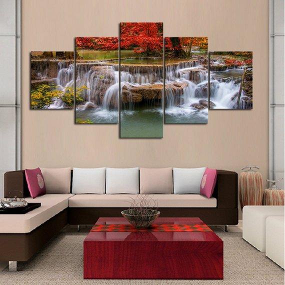 Autumn Falls 02 - Nature 5 Panel Canvas Art Wall Decor Autumn Falls 02 - Nature 5 Panel Canvas Art Wall Decor