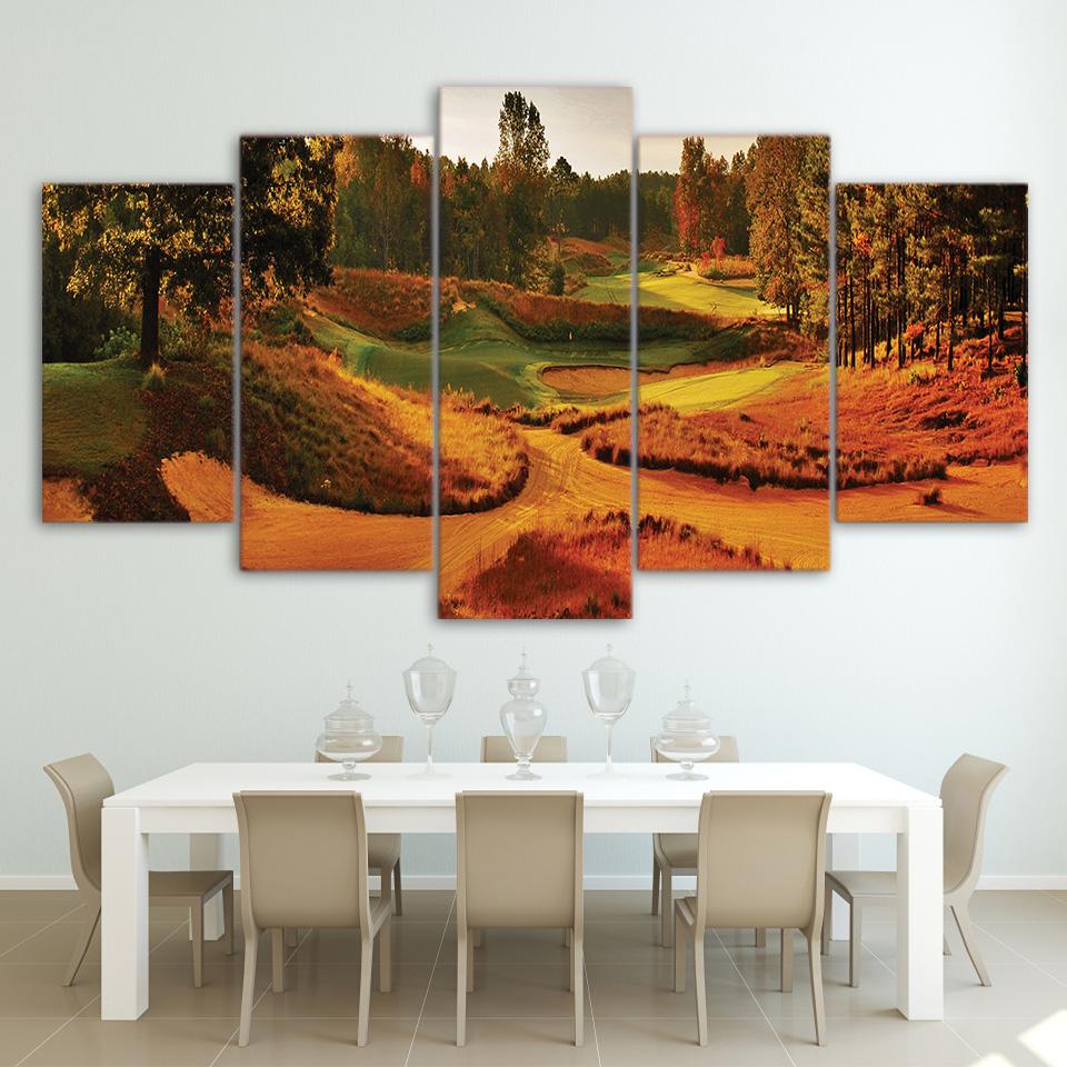 Autumn Golf Course - Nature 5 Panel Canvas Art Wall Decor Autumn Golf Course - Nature 5 Panel Canvas Art Wall Decor