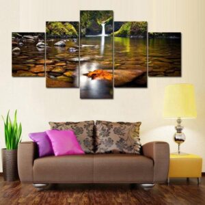 Autumn Leaf Falls - Nature 5 Panel Canvas Art Wall Decor