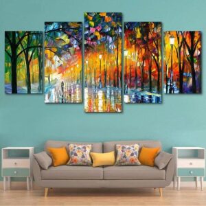 Autumn Leaves - Abstract 5 Panel Canvas Art Wall Decor