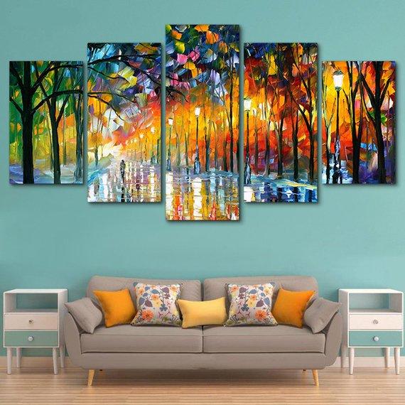 Autumn Leaves - Abstract 5 Panel Canvas Art Wall Decor Autumn Leaves - Abstract 5 Panel Canvas Art Wall Decor