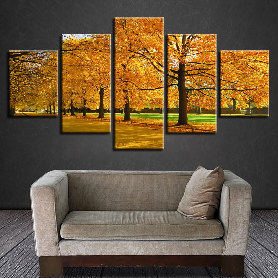 Autumn Tree Landscape - Nature 5 Panel Canvas Art Wall Decor Autumn Tree Landscape - Nature 5 Panel Canvas Art Wall Decor