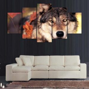 Autumn Wolf - Animal 5 Panel Canvas Art Wall Decor