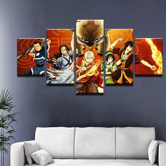 Avatar: The Last Airbender - Cartoon 5 Panel Canvas Art Wall Decor Avatar: The Last Airbender - Cartoon 5 Panel Canvas Art Wall Decor
